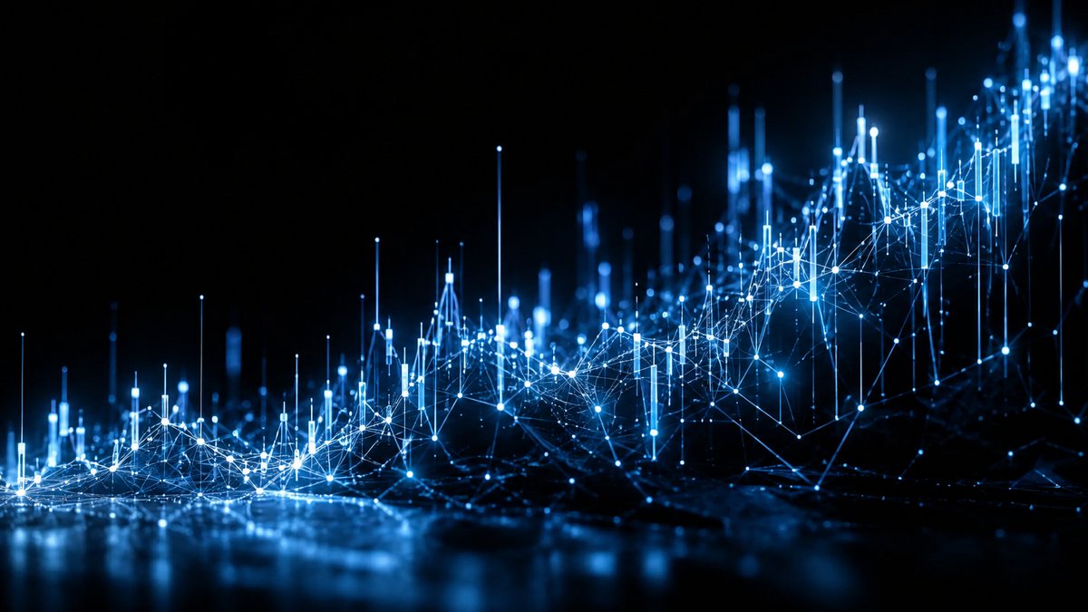 Rede neural de luz subindo como gráfico de bolsa — IPO da Anthropic