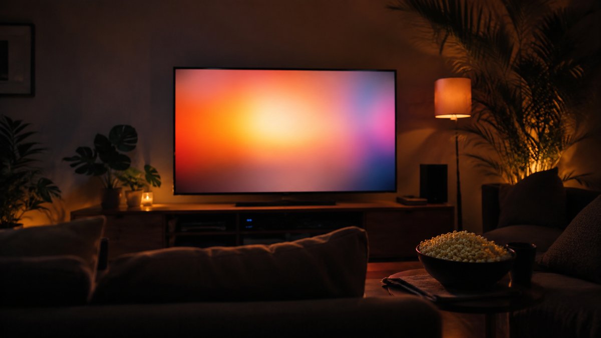 Sala com TV exibindo cinema nacional — streaming Tela Brasil